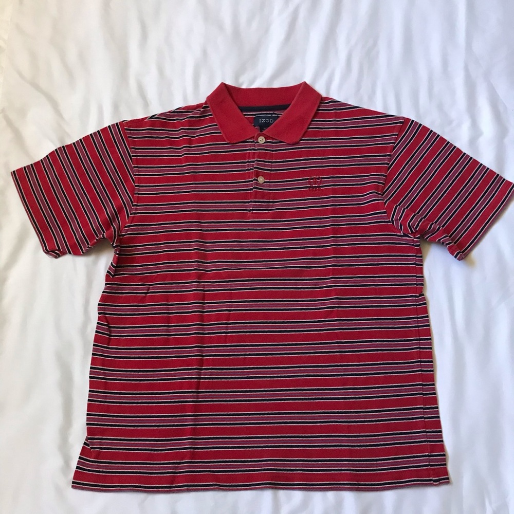 Izod multi colored striped cotton polo shirt XL